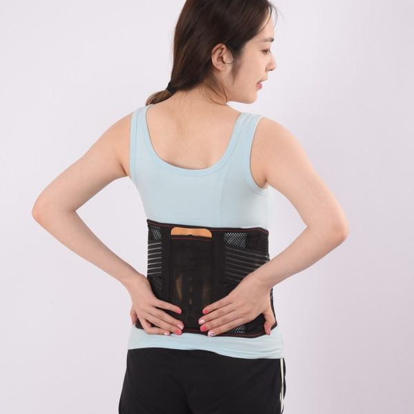 

men women tourmaline self-heating magnetic therapy waist support sport waistband fitness breathable brace lower back pain relive, Black;gray