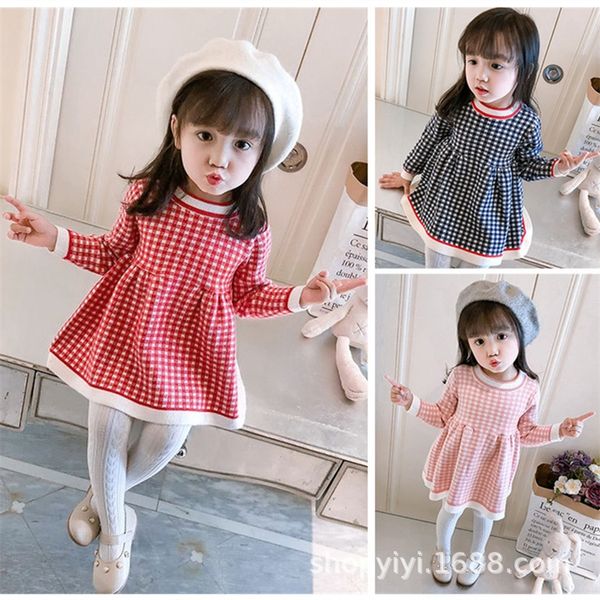 

2020 clothing dress children's clothing sweater baby girl ins children's sweater dress, Blue