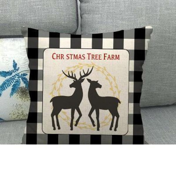 

british christmas pillow case cover plaid merry christmas throw cushion cover for xmas tree deer home car sofa decoration 45*45cm
