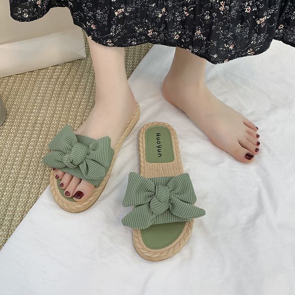 

shoes woman 2020 womens slippers outdoor slides pantofle lady shale female beach butterfly-knot flock flat new, Black