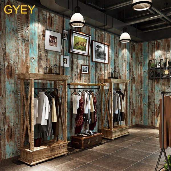 

10m retro nostalgic wood grain stripes wallpaper american style living room restaurant barclothing store mediterranean wallpaper