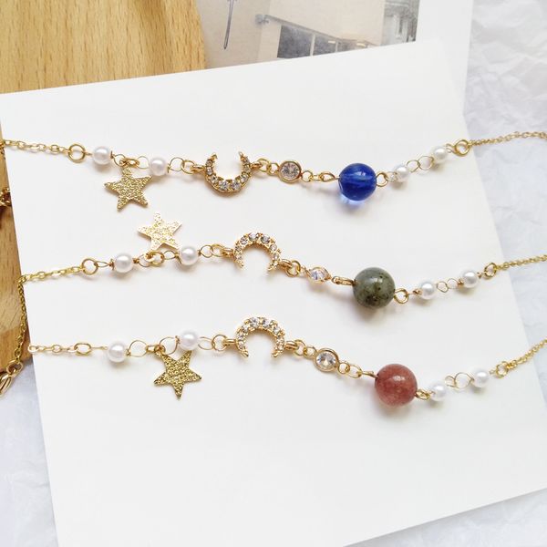 

2020 fashion charms star moon bracelets & bangles female chain link bracelet for women friendship bracelets gifts, Black