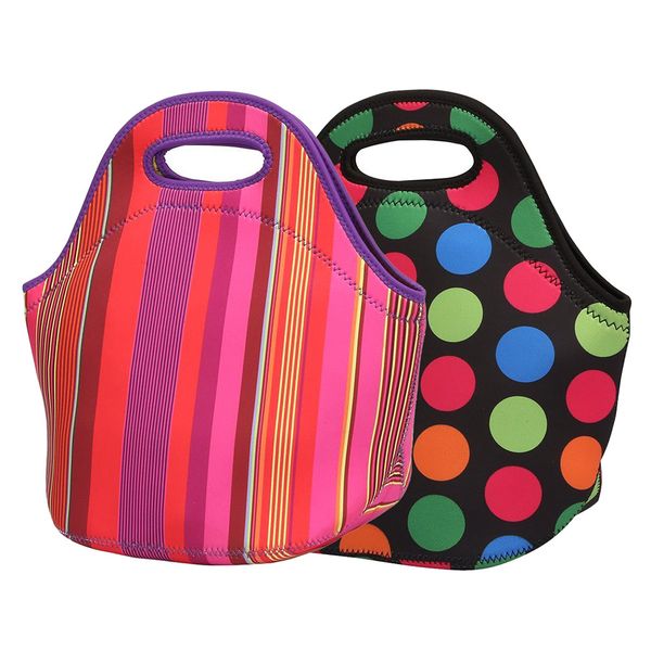 

neoprene lunch tote bag insulated waterproof lunch box for women kids b bolsa termica bag for women men kid, Blue;pink