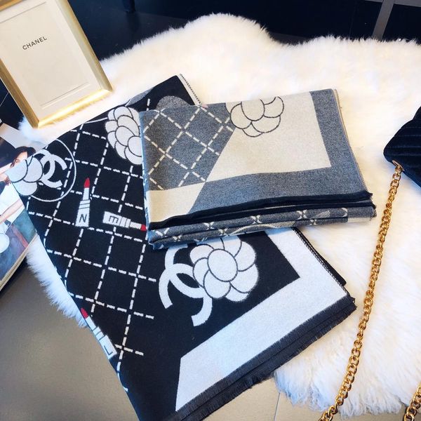 

wholesale-good qualtiy luxury scarfs french designer letter pattern printed women gift wool cotton scarves, Blue;gray