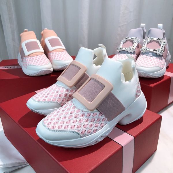 

platform rv square buckle multi-color rhinestone casual shoes increase one pedal grid sponge cake wild thick bottom sneakers8, Black