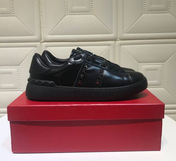 

genuine leather metal spike lady comfort casual dress shoe sport sneaker casual leather shoes personality womens hiking trail walking, Black