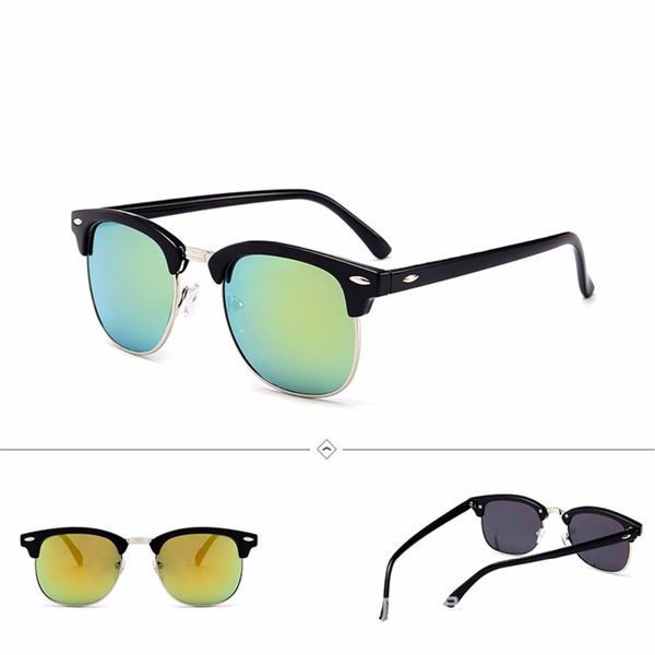 

gafas de sol mujer uv400 round man sunglasses vintage retro fashion polarized sunglasses women brand designer half alloy frame, White;black