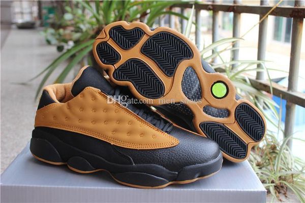 

13 13s low chutney men basketball shoes 13s chutney yellow sports sneakers with box