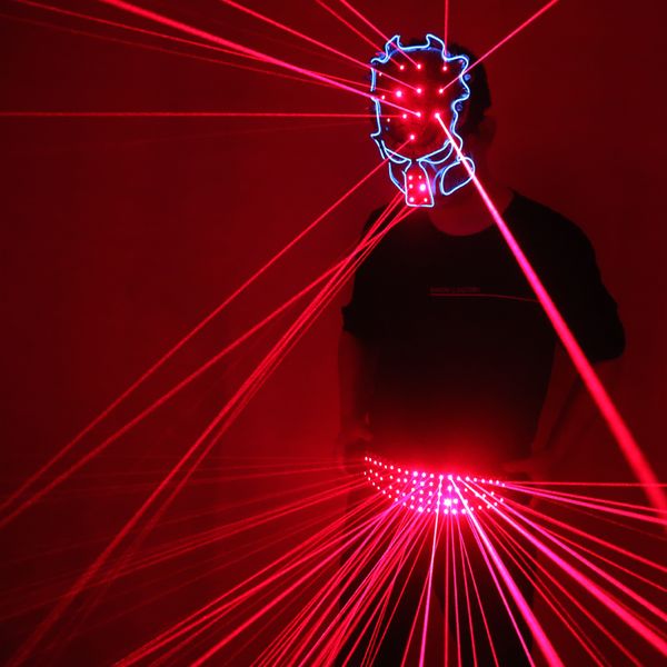 

красная лазерная маска ремень пояс светодиодный светящийся диско dj танец одежда бальных певец диско лазер мужчины жилет костюм