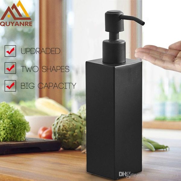 

quyanre matte black liquid hand soap dispenser stainless steel wall mounted deck mounted circular black bathroom accessories