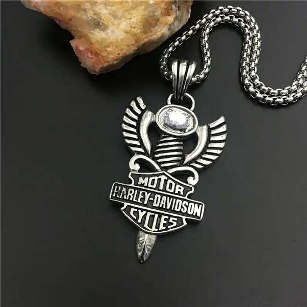 

punk motorcycle harley diamond titanium steel pendant europe and america men's domineering personality delivery, Silver