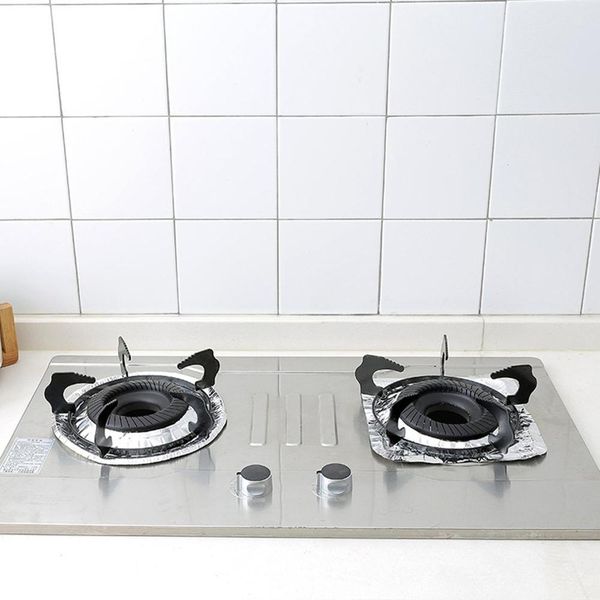 

10pcs gas stove aluminum foil paper high temperature gas stove gas stove tin foil oil cleaning pad kitchen supplies