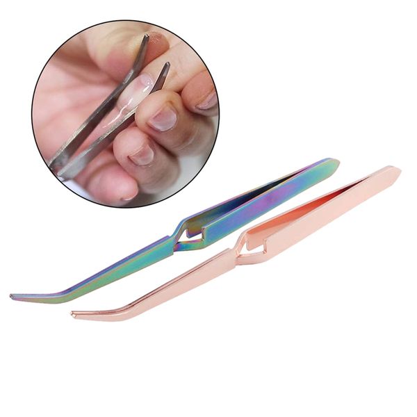 

2 in 1 colorful stainless steel nail shaping tweezers for uv gel tips c curve pinchers sculpture clip, Silver;gold