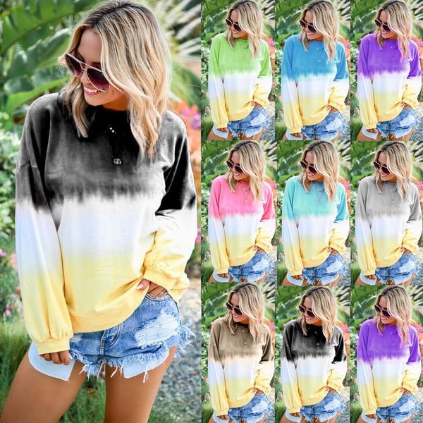

5xl rainbow gradient print autumn shirt plus size o-neck long sleeve women blouse patchwork boho summer, White
