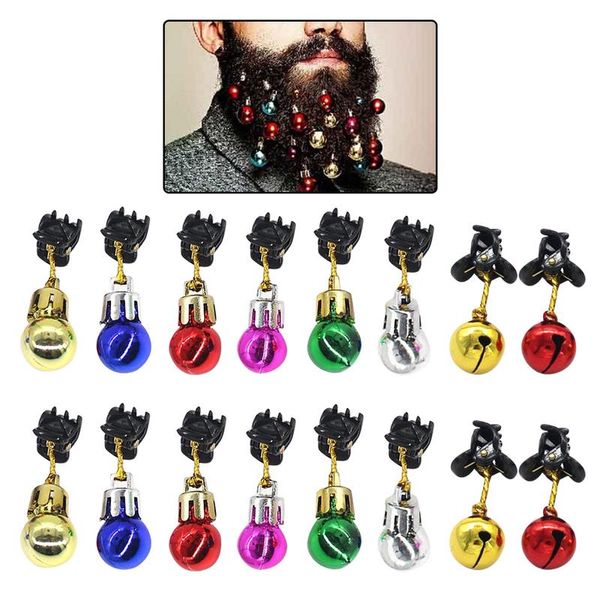 

16 pcs 12 light bulb bells 4 bell clips christmas moustache decoration color random wear funny kids boy gift party gift