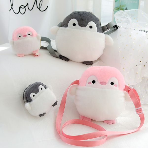 

ivyye penguin grey fashion anime plush shoulder bags cartoon tote casual handbag dolls phone bag lady girls new