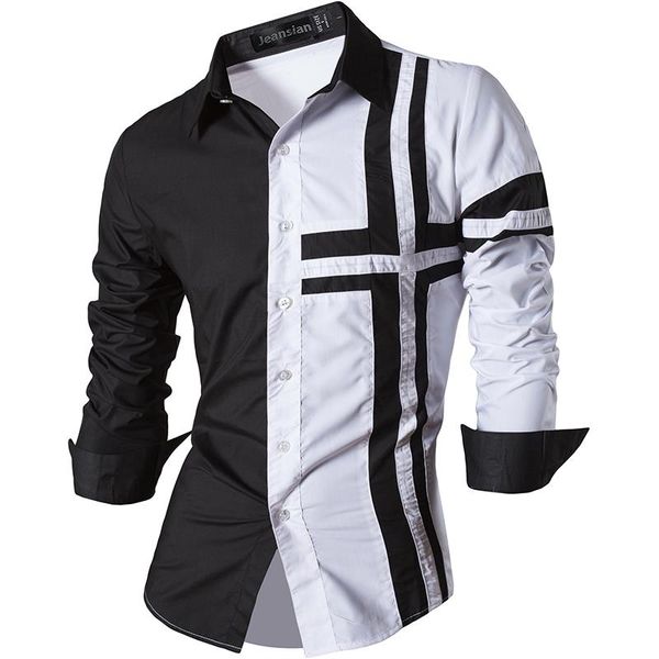 

jeansian men's dress shirts casual stylish long sleeve designer button down slim fit 8397 winered, White;black