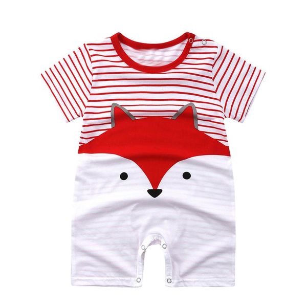 

cartoon animal baby boys girls romper cute cat penguin stripe short sleeve jumpsuit toddler newborn romper summer clothing, Blue