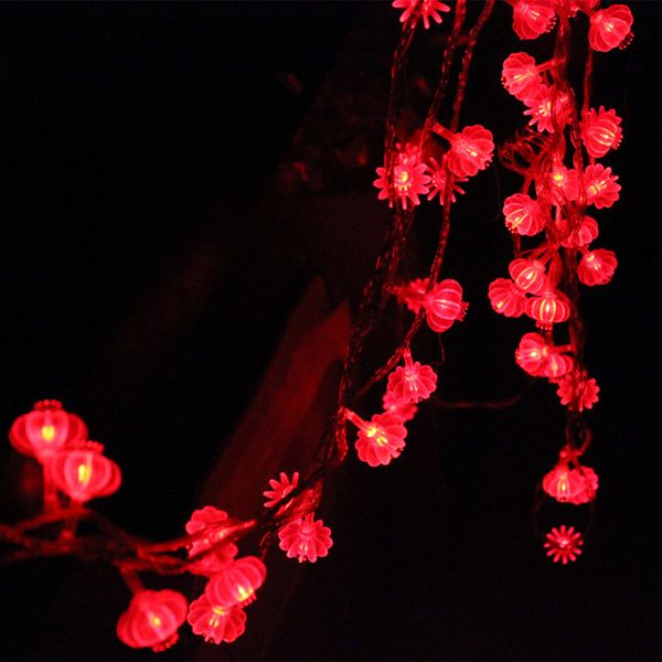 

traditional red lantern led string light 4m with 40pcs leds battery operated for party supplies chinese new year decoration
