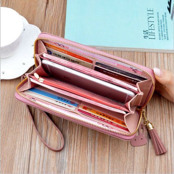 

women lady zipper leather wallet long card holder phone bag case purse handbag