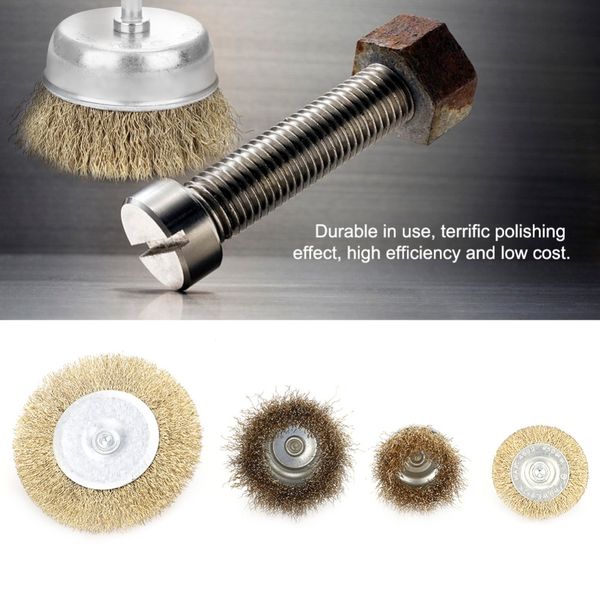 

24pcs wire brush cup with flat brushes 6mm / 0.24inch drill wheel tools set 75mm 50mm 100mm