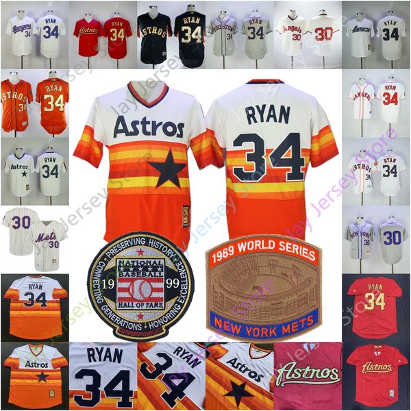 

Нолан Райан Джерси Радуга 1999 Hall Of Fame 1969 WS Houston Красный Оранжевый Серый Синий Home Away Все прошитой