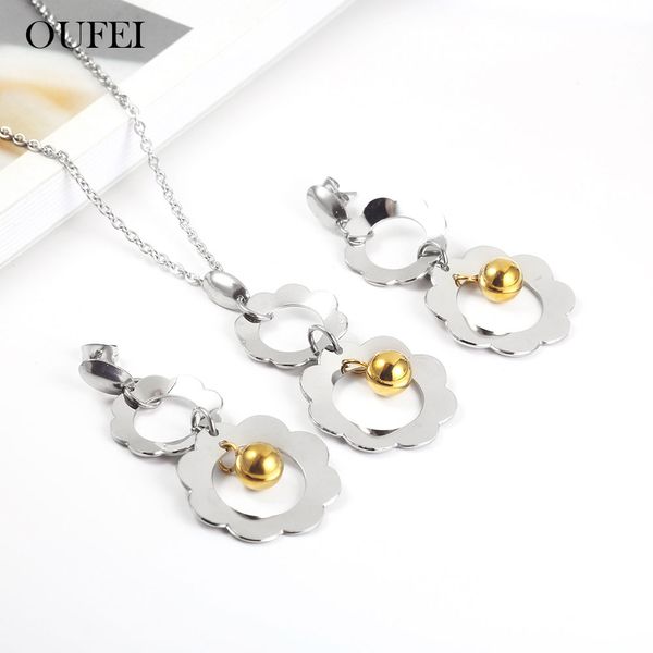 

oufei stainless steel jewelry sets necklace and earring set jewelry accessories women's fashion 2019 gifts for women, Silver