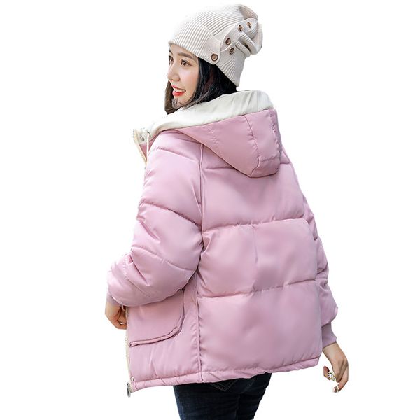 

winter coat women elegnat hooded thick warm loose padded jackets female down cotton jackets outwear, Black