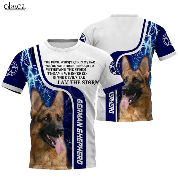 

2020 fashion animal i am a storm german shepherd dog 3d full printed t-shirt men women harajuku casual pet dog design punk style, White;black