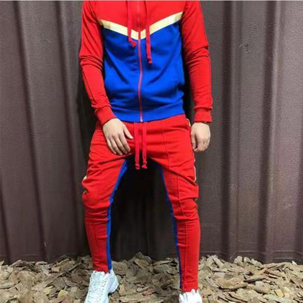 

новая спортивная одежда мужчин наборы флис теплый костюм мужчин контрастного цвета толстовки комплекты мода пиджаков фитнес двухкусочный, Gray