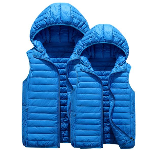 

woman vests fashion hooded child winter warm sleeveless jackets men coats solid casual vest male waistcoats, Black;white