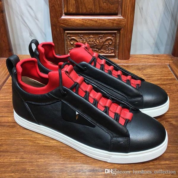 

Мужчины кожаных кроссовки Runner с Монстроглазовой, Low-топ Квартира с резиновой подо