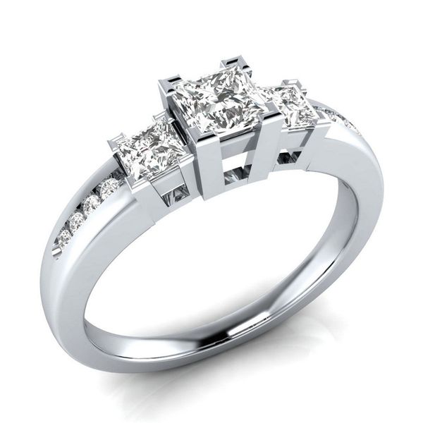 

2019 fashion simple female ring copper crystal ring wedding anniversary gift, Slivery;golden