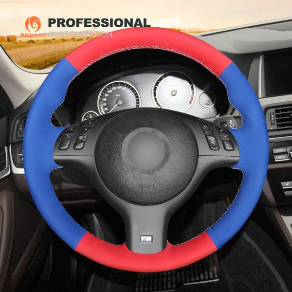 Mewant Red Suede Blue Suede Diy Car Steering Wheel Cover For Bmw E46 E39 330i 540i 525i 530i 330ci M3 2001 2002 2003 Silicone Steering Wheel Cover