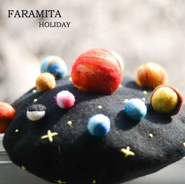 

faramita holiday colorful the eight planets originality women universe space hat girls warm berets wool felt hats, Blue;gray