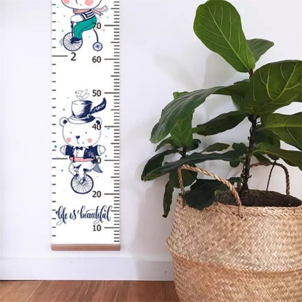 

cartoon printed decorative growth chart wall measurement ruler children height record hanging canvas height ruler for kids new