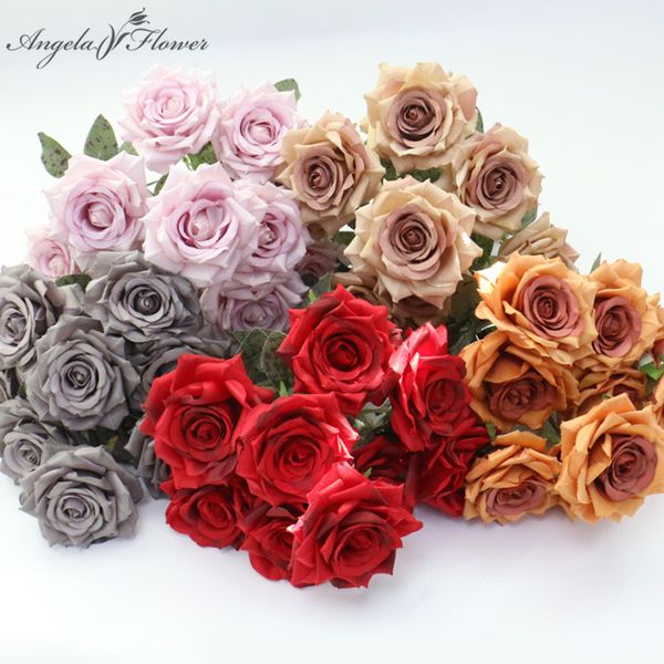 

retro 9heads diamond rose bouquet artificial flower european wedding flower arrangement decor for home p props gifts