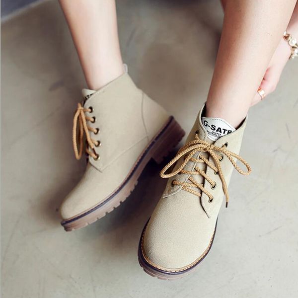 

women ankle boots platform essential outdoor boots winter warm foreign fashion frosted lace-up suede, Black