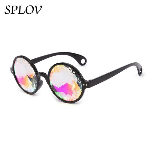 

round frame holographic kaleidoscope men women sunglasses rave festival stylish female male glasses party queen gifts sqvsz