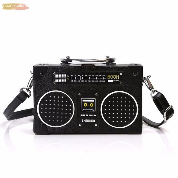 

personality radio shape pu bag ladies cute handbag shoulder bag messenger bag rock crossbody