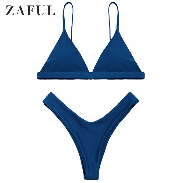 

zaful spaghetti straps soft pad thong bikini set solid color swimwear women bikini 2019 candy multi coior