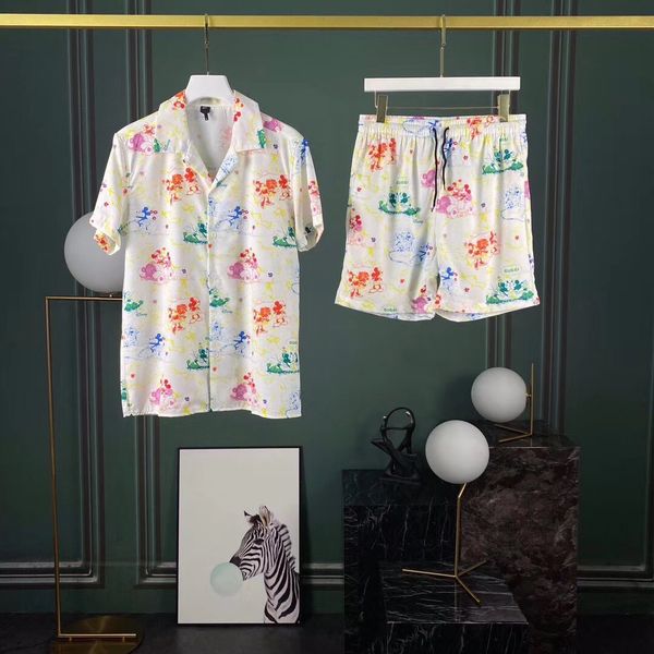 

summer 2020 men's new printed t-shirt lapel t-shirt round neck set short sleeve t-shirt, casual fashion trend t-shirt for men size15, Gray