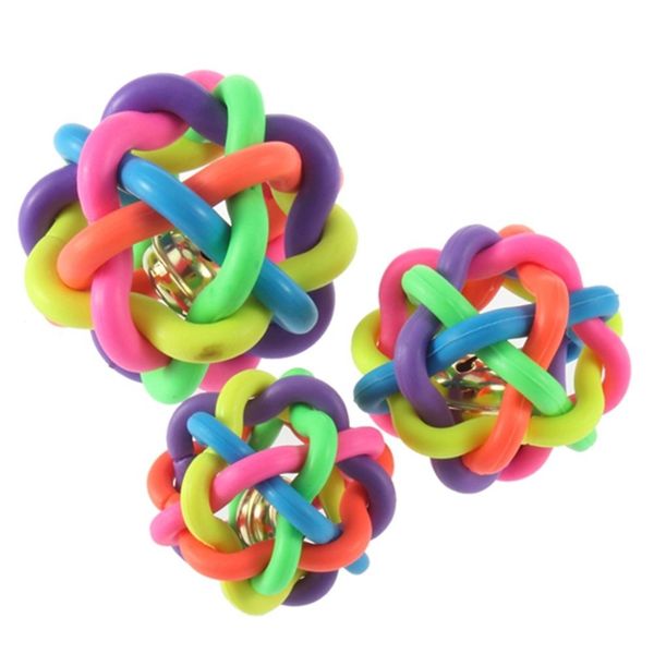 

dog puppy cat pet rainbow colorful rubber bell sound ball fun playing toy dog training obedience