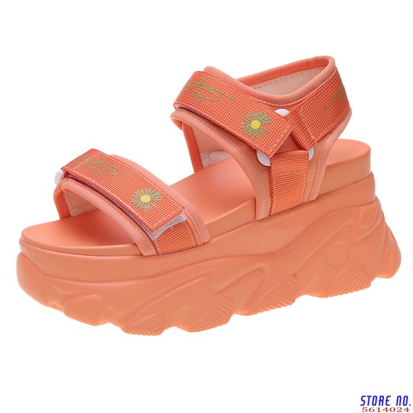 

2020 женщины платформы сандалии коренастый обувь марка цветка женщины способа open toe повседневная обувь 8 см высота увеличение hook loop с, Black