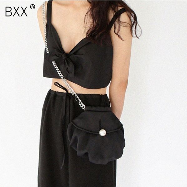 

bxx] 2020 весна женщины сплошной цвет одного плеча мешок цепи раковина форма имитации жемчужное сумка все матч щитка li705