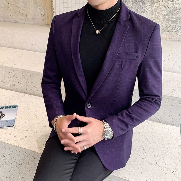 

5xl plaid jacket men business casual mens blazer slim design men suit jacket asian size 2019 new fashions suits coat, White;black