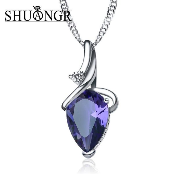 

shuangr women 3 colors crystal rhinestone drop silver color chain necklace pendant for women jewelry statement bijouterie gift