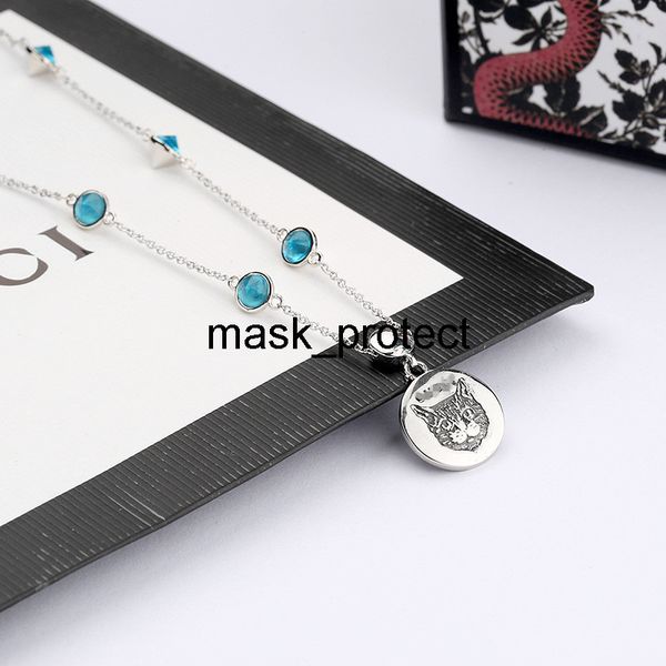 

double g gujia taiyin round cat necklace hip-hop fashion brand valentine's day gift, Silver