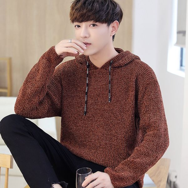 

fall 2019 new loose hooded sweater youth pure color pullovers, White;black