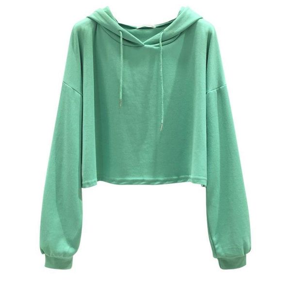 

2020 осень ленивый стиль свободные с длинными рукавами флис женские толстовки короткий дизайн плюс размер шнурок с капюшоном женские толстов, Black